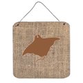 Micasa Manta Ray Burlap And Brown Aluminium Metal Wall Or Door Hanging Prints MI240434